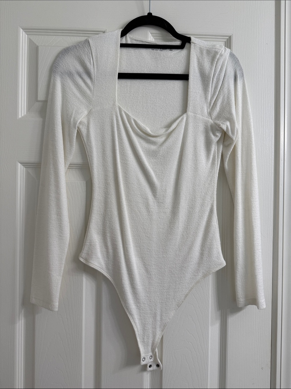 Abercrombie & Fitch White Long-Sleeve Square Neck Bodysuit